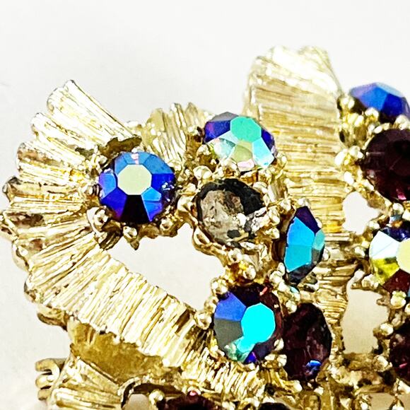 BSK Vintage Aurora Borealis Brooch Pin - Picture 6 of 9